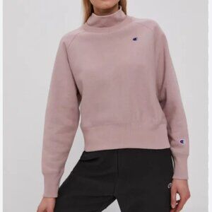 Champion |Cozy Mock Neck Cropped Sweatshirt Hush Pink Women's Large
